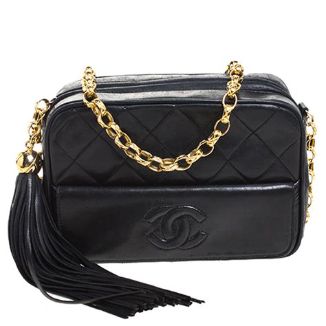 chanel black bag with tassel